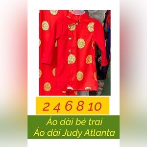 ao dai gam boy, Vietnamese modern long dress top red 2 4 6 8 10 🎁 Tết new year